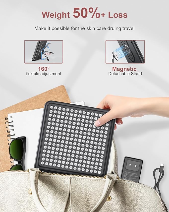 Red Light Therapy Panel 225 Dual-Chip LEDs with 660nm Red &amp 850nm Near Infrared Light for Face Skin Sleep Body Relaxation Portable Therapy Panel with Stand &amp Timer