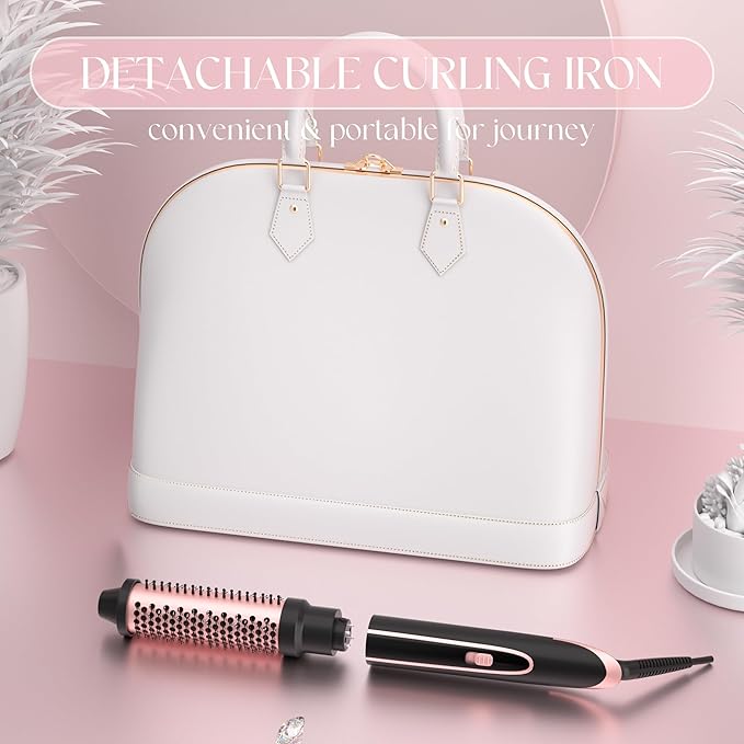 5-in-1 Curling Iron Set for Creating a Variety of Curls Including one hot air Brush and Four Interchangeable Ceramic Curling Barrels Dual Voltage Comes with Gloves and Hair Clips (0.3–1.5 inches)