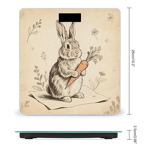 Vintage Rabbit Scale for Body Weight Sturdy Tempered Glass Weighing Scales with LCD Display Accurate Digital Bathroom Scale Convenient Body Fat Smart Scales Easy Read