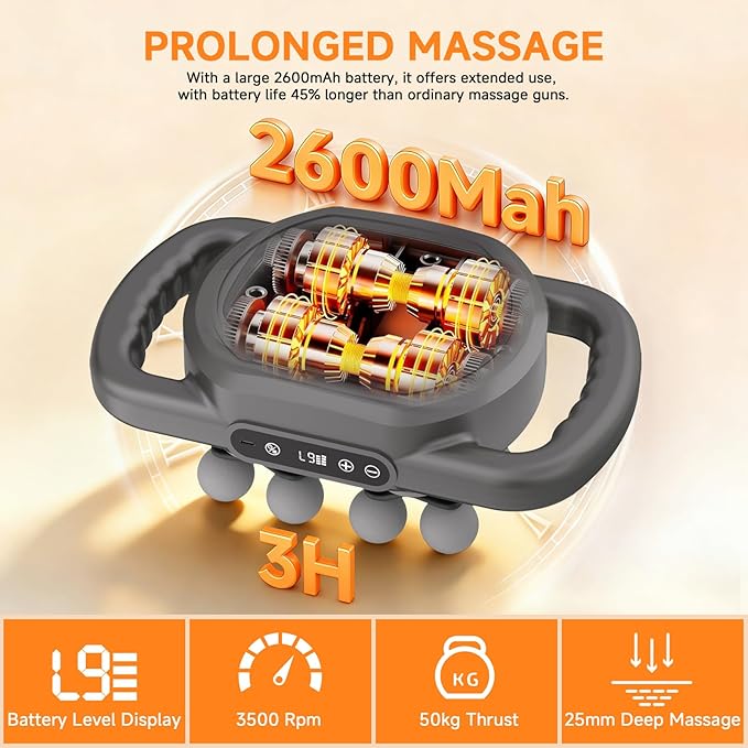 12 Head Massage GunDeep Tissue Percussion Massager with 9 Levels &amp 9 Modes2600mAh Bttery Cordless Electric Muscle Massager Tool for Back/Shoulder/Hand/Leg/Foot Full Body Muscle Pain Relief