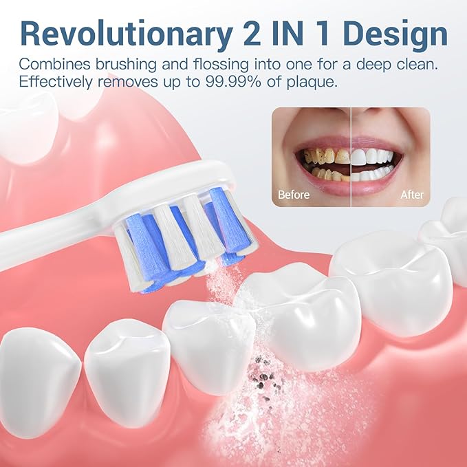 Marchpower Upgraded 2-in-1 Electric Toothbrush with Water Flosser 3+4 Smart ModesPortable Oral Irrigator with Point-Jet Rechargeable IPX7 Waterproof for Home &amp Travel UseWhite