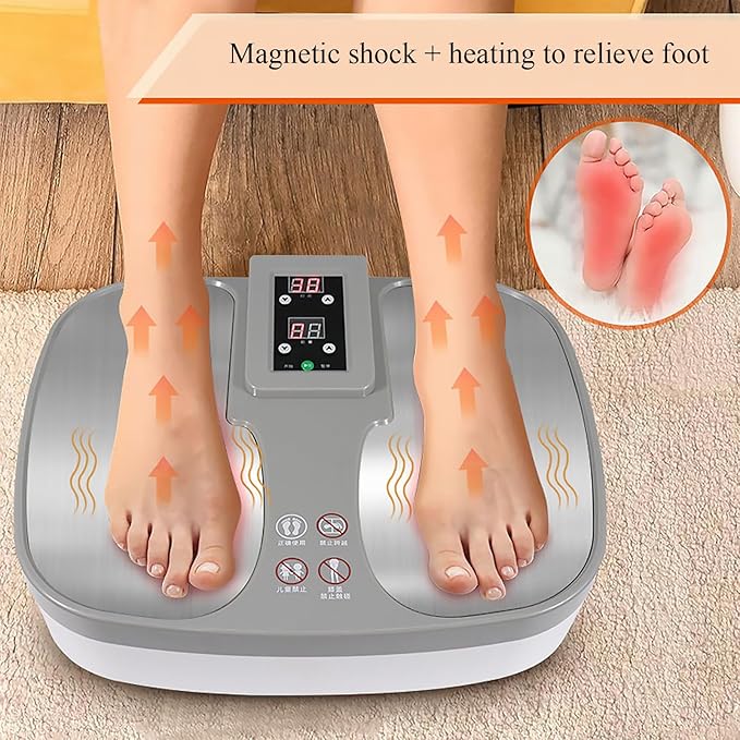 Electric Foot Massager Shiatsu Machine with Magnetic Shock and Heating for Pain Relief Adjustable Time/Energy Ideal for Plantar Fasciitis Home and Office Use