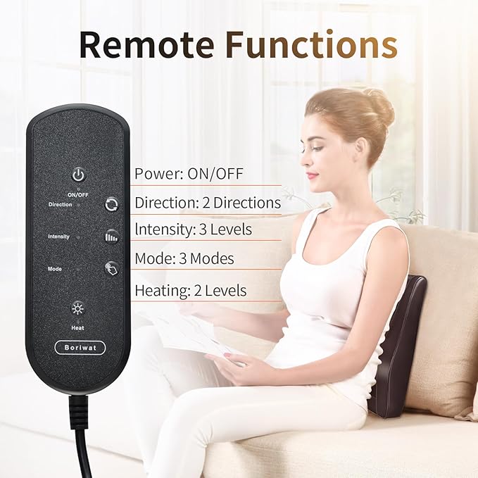 Back Massager Neck Massager with Heat Shiatsu Massage Pillow for Pain Relief Massagers for Neck and Back Shoulder Leg Christmas Gifts for Men Women Mom Dad Stress Relax at Home Office and Car