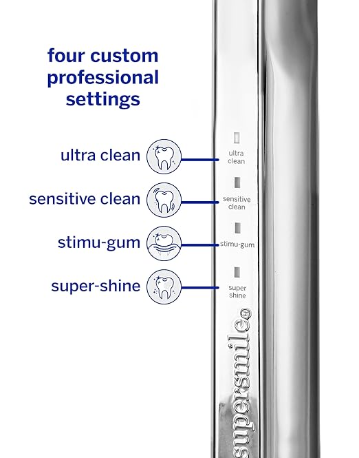 Supersmile Zina45™ Sonic Pulse Toothbrush – Angled Brush with polishing Head for Advanced Cleaning – for Visibly Whiter Teeth and Healthier Gums