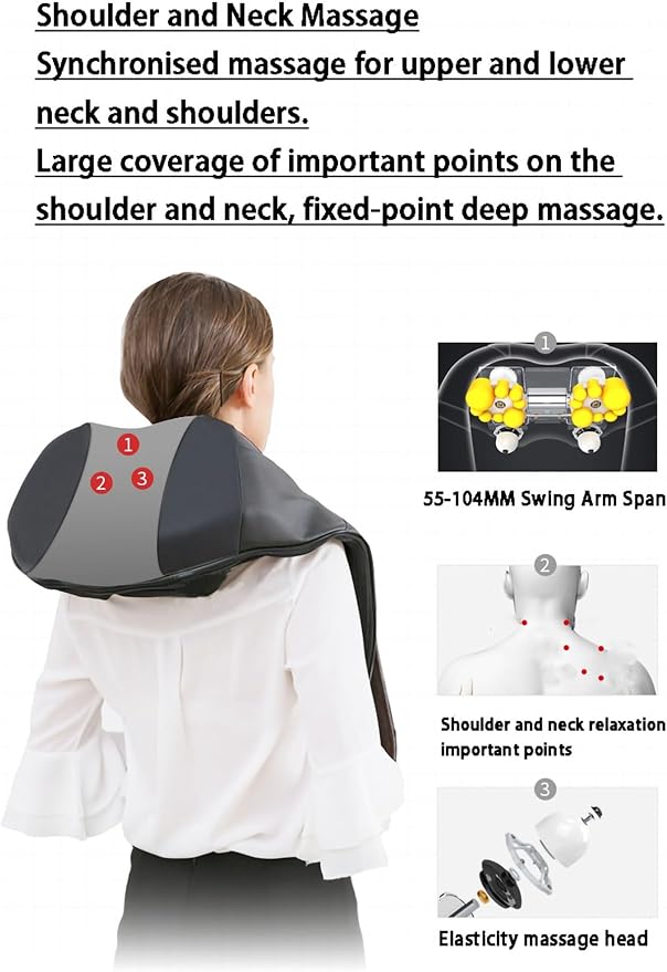 Massager for Neck and Shoulders with Heat 3D Shiatsu Neck and Back Massager for Shoulder Neck and Back Gifts Ideas for Women Men Mom Dad (Color : Rechargeable)