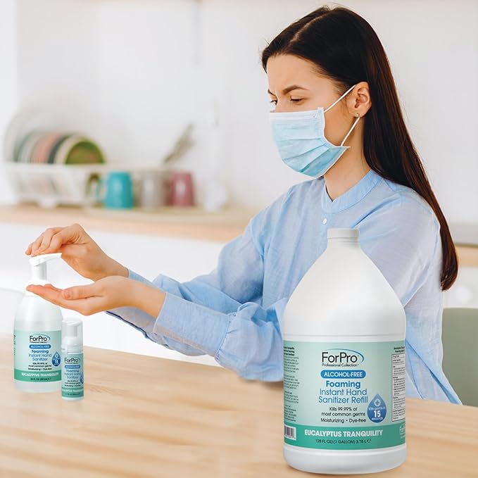 ForPro Alcohol-Free Foaming Instant Hand Sanitizer Moisturizing Dye-Free Formula Eucalyptus Tranquility Scent 1 Gallon (128 fl oz) Refill