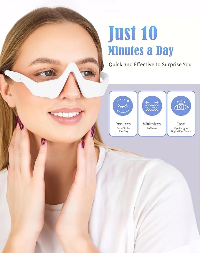 UTK Under-Eye Red Light Therapy Glasses for WomenEye Massager for Dark Circles Eye Bags Puffiness Wrinkles Fine Lines39g Ultra Lightweight RechargeableGift for Women Mom Girlfriend