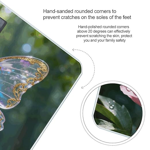 Flower Butterfly Smart Scale for Body Weight Digital Bathroom Scale Toughened Glass Weight Scale with Large LCD Backlight Display High Precision Scales Weighing Machine