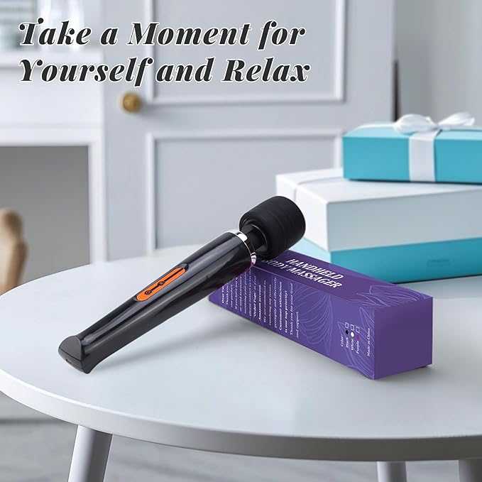 Rechargeable Wand Massager for Women 10-Speed Cordless Handheld Massager Portable Electric Deep Tissue Massage Tool for Full Body Muscle Recovery Neck Back Shoulder &amp Foot (Black-USB)