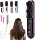 Go Brush Pro 2025 NewCordless Hair Straightener BrushPortable Straightener Comb Straightening Comb Rechargeable Go Travel Hot Combs Mini with Temperature Display for Women(Black)