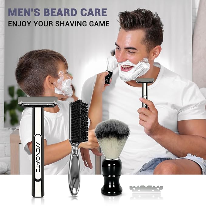 Adjustable 2-Blade Safety Razor Set with Magnetic Head for Men Women - with 10 Blades Shave Brush - Precision Shaving Reusable &amp Plastic-Free Shaver for Beard Head Leg Shaving