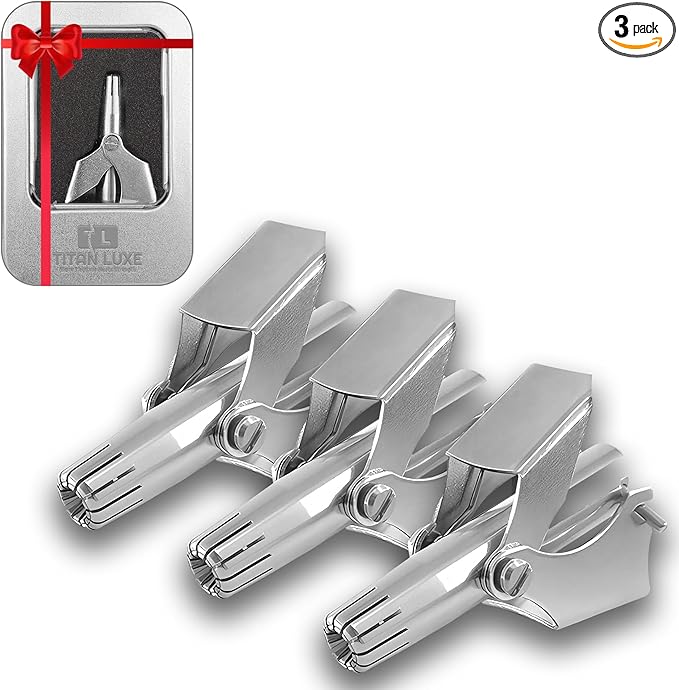 Stainless Steel Manual Nose Hair Trimmer for Men and Women | Manual Nose and Ear Hair Trimmer | Nose Clippers 360° Rotating Hair Trimmers | Washable Nosehair Remover - Pack of 3