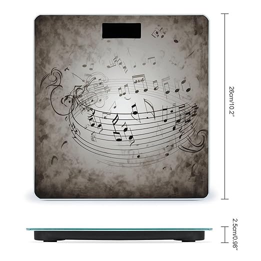 Music Note WallScale for Body Weight with LCD High Precision Weighing Scales Fashion Sturdy Tempered Glass Weight Scales Easy-to-Read Digital Bathroom Scale for Daily 400lb