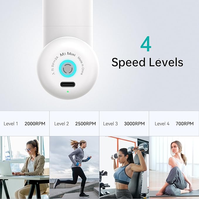 Opove M3 Mini Massage Gun for Back Pain Relief with Facial Mode 7mm Amplitude 4 Vibration Levels Ultralight Portable and Rechargeable Fascia Gun Active Recovery Women Presents