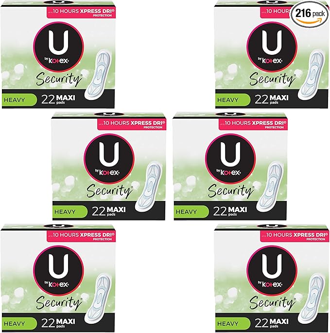 U by Kotex Maxi Pads Long Super Unscented 22 ea (Pack of 6)