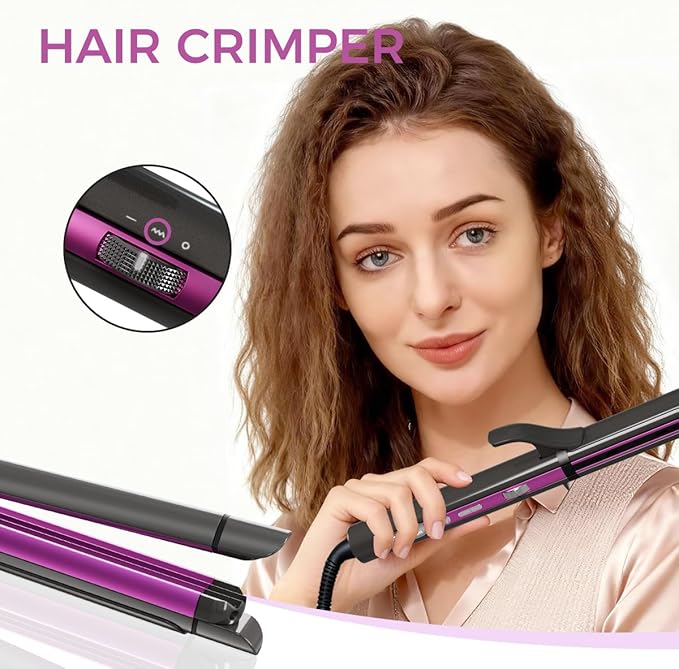 3 in 1 Hair Straightener Curling Iron Flat Iron &amp Hair Crimper Tool – Ceramic Plates Dual VoltagePRITECH Professional Hair Tool Fast Heating Hair Styling Tool for Women Salon or Travel Use