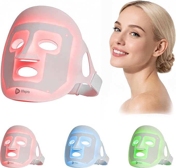 LifePro Red Light Therapy Mask –Revitaglow Infrared Red Light Therapy For Face and Neck - LED Mask with 3 to 4 Modes – 2000mAh Battery &amp Auto-Timer - For Daily Skin Wellness and Comfort