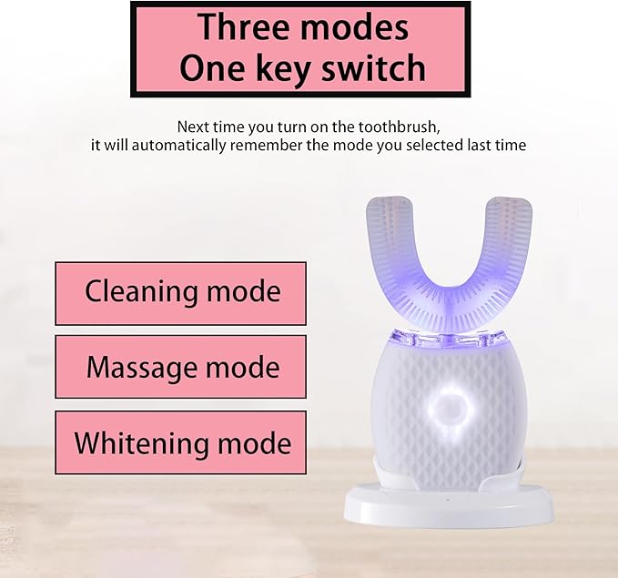 Ultrasonic Toothbrush for Adults - Automatic Electric Toothbrush with Soft Bristles &amp 30s Timer Rechargeable Portable Design with Wireless Charging Waterproof &amp Washable for Travel &amp Home