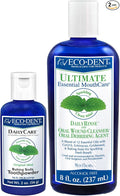 Eco-Dent Oral Care Bundle - DailyCare Baking Soda Toothpowder + DailyRinse Oral Wound Cleaner Debriding Agent Effervescent Tooth Powder &amp Mouthwash with Essential Oils Mint Flavor (2 Piece Set)