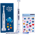 Triple Bristle Kids Sonic Toothbrush | 1 Pack | 3 Sided Toothbrush to Clean Teeth and Gums | Dentist Created &amp Approved | Fun Sticker Rewards | Rechargeable Three Sided Toothbrush for Kids