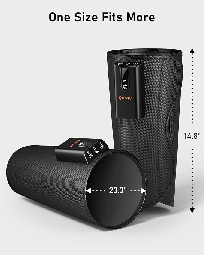 QUINEAR Cordless Calf Massager with Heat and Compression Leg Massager for Circulation and Pain Relief Portable Leg Massager with 3 Intensities &amp 3 Modes Fast Recovery for Swelling RLS