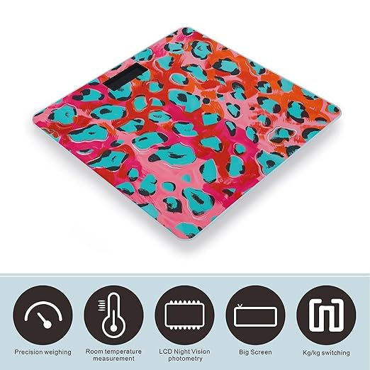 Digital Bathroom Scale for Body Weight Scale with Bright LCD Display High Accuracy Step-On Technology Auto On/Off Leopard Spot Pattern Digital Scales 400 Lbs /180kg