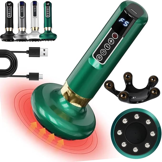 Anti Cellulite Massager Handheld Cellulite Massager 6/12 Suction Modes for Legs Belly Thighs Arms Butt (Green12 Suction Levels)