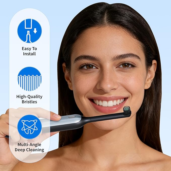 Toothbrush Replacement Heads Compatible with Quip 360 Oscillating Electric Toothbrush Soft Bristles Brush Heads Black Pack of 4