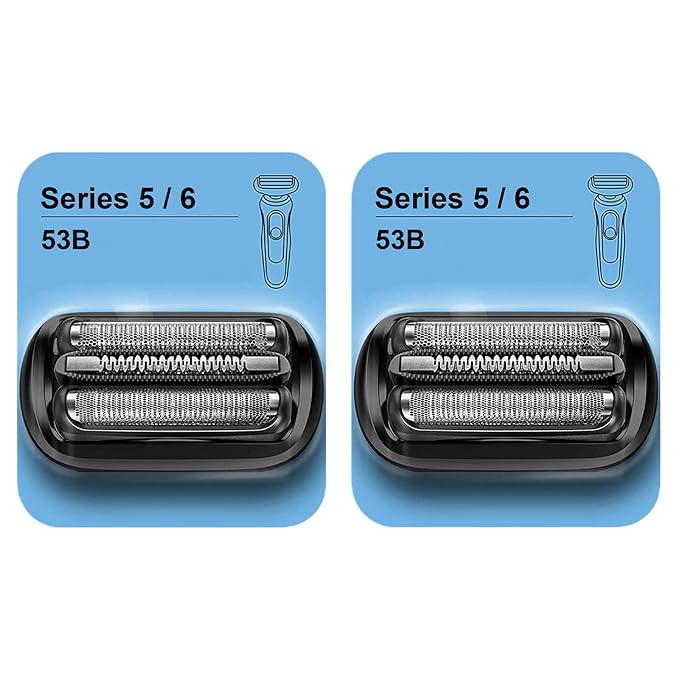 Series 5/6 53B Replacement Head for Braun Electric Foil Shaver Compatible with New Generation Braun Razors 5020cs 5018s 5035s 5049cs 5050cs 6020s 6040cs 6075cc 6072cc 6090cc (2 Count)