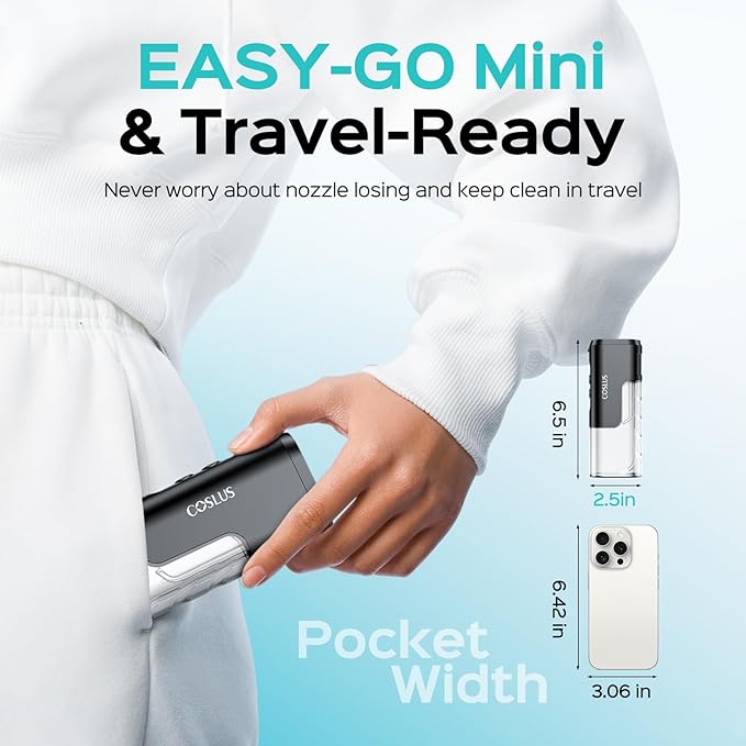 COSLUS Water Flosser Pick with Whitening Mint Flavor Refill Combo &amp Mini Water Flosser for Travel T40