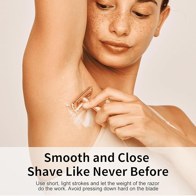 Rose Gold Safety Razor Kit with Exfoliating Gloves