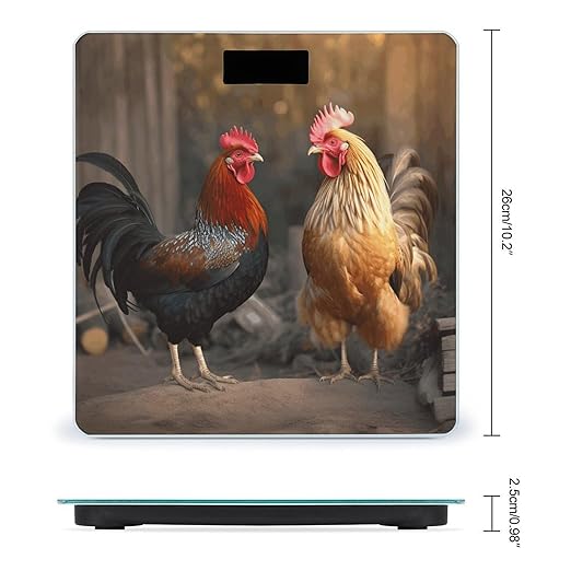 Digital Bathroom Scale for Body Weight Scale with Bright LCD Display High Accuracy Step-On Technology Auto On/Off Rooster and Chicken Digital Scales 400 Lbs /180kg