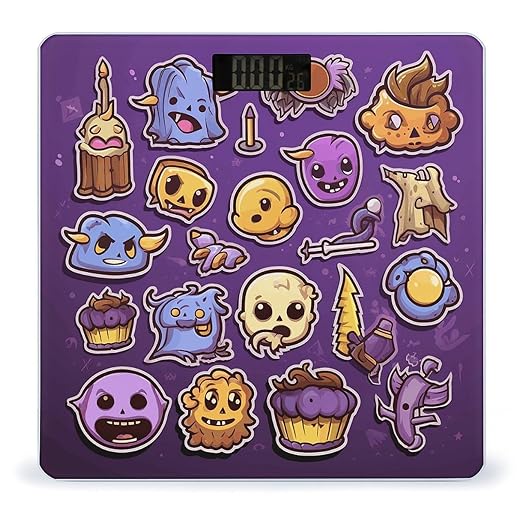 Purple Cartoon Style Scale for Body Weight Precision Bathroom Weighing Scales with Back Lit LCD Display Sturdy Tempered Glass Body Weight Scales Digital Bathroom Scale 400lb