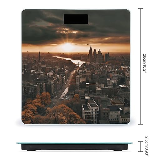 York City Sunset Picture Smart Scale for Body Weight Accurate Bathroom Scale with LED Display Digital Weight Scales Weighing Machine High Precision Scales for Bath Home