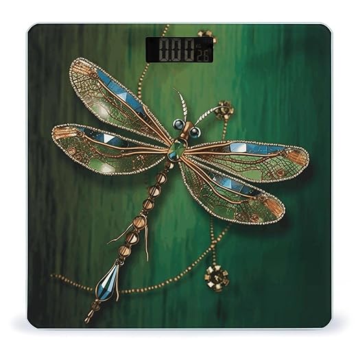 Jewel DragonflyScale for Body Weight with LCD High Precision Weighing Scales Fashion Sturdy Tempered Glass Weight Scales Easy-to-Read Digital Bathroom Scale for Daily 400lb