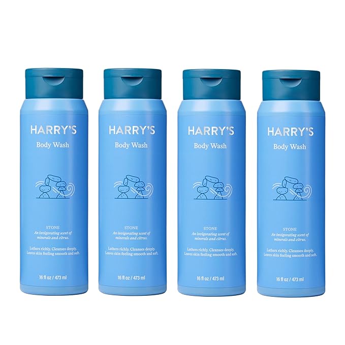 Harry's Men's Body Wash Shower Gel - Stone 16 Fl Oz (Pack of 4) - Packaging May Vary
