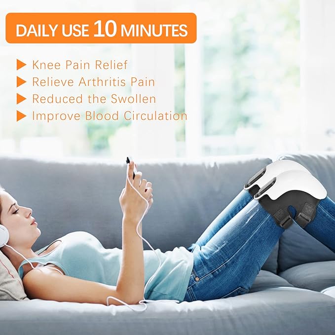Knee Massager Large LED Screen Adjustable TemperatureCordless Knee Massager with Heat and Vibration Portable Massager for Knee Discomfort Longer Knee Straps 48CM