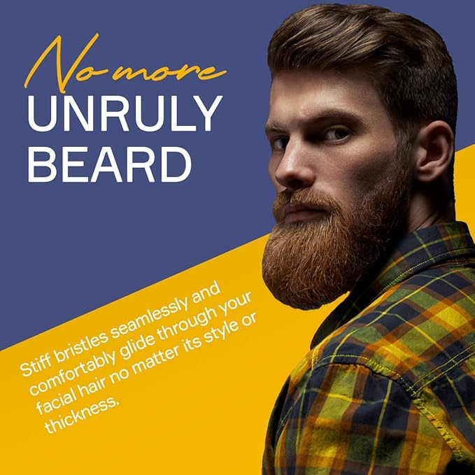 Seven Potions Vegan Beard Brush for Men — 100% Sisal Plant Fibre &amp Pear Wood — Firm Bristles to Gently Tame/Soften/Exfoliate – 100% Natural Non-Synthetic