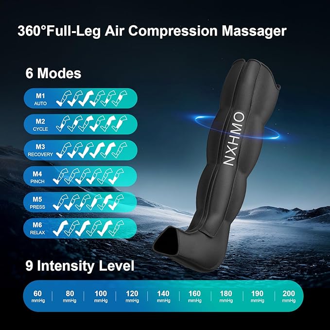 Leg Massager with Heat and Compression Foot Massager for Circulation and Pain Relief Sequential Air Compression Boots Recovery System with 9 Intensities 6 Modes3 Heating for Athletes