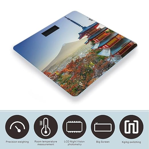 Japan Mount Fuji Landscape Scale for Body Weight Digital Bathroom Scale Precision Smart Weighing Scales with Clear LED Display Accurate High Precision Scales Weighing Machine