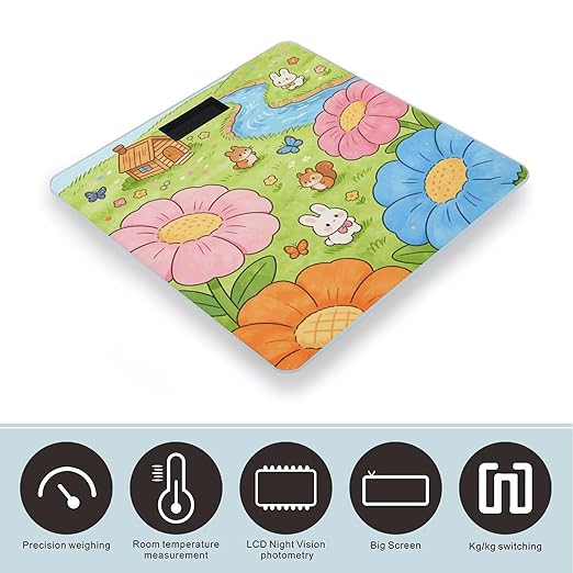Afternoon Party Smart Scale for Body Weight Digital Bathroom Scale Toughened Glass Weight Scale with Large LCD Backlight Display High Precision Scales Weighing Machine