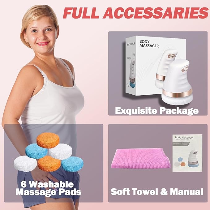 Health Care Logistics Body Sculpting Machine Handheld Cellulite Massager for Beauty Sculpt Belly Butt Arms Legs with 6 Washable Massage Pads