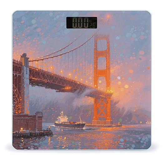 San Francisco Golden Gate Fog Scale for Body Weight Sturdy Tempered Glass Weighing Scales with LCD Display Accurate Digital Bathroom Scale Convenient Body Fat Smart Scales Easy Read