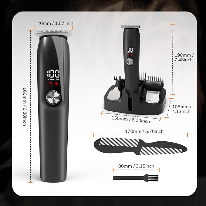 Beard Trimmer for Men Hair Clippers - 6 in 1 Professional Grooming Kit Cordless Hair Clipper Trimmers Set WaterproofElectric Shaver Razor for Face Nose Body Mustache