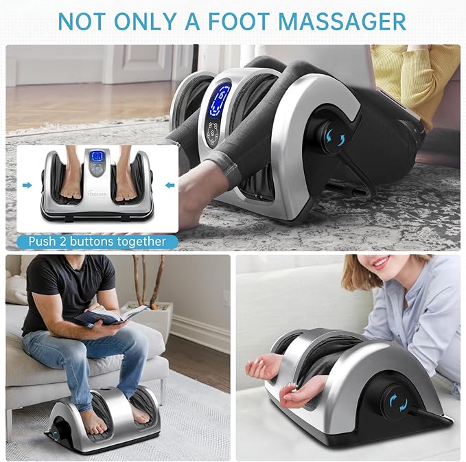 TISSCARE Shiatsu Foot Massager with Heat: FSA Eligible HSA Foot Massager for Neuropathy Plantar Fasciitis and Pain Relief-Massage Feet/Leg/Calf/Ankle at Home/Office Gifts for Women and Men(Gray)