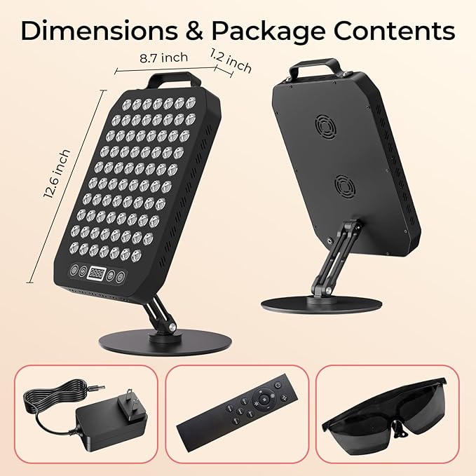 Red Light Therapy Panel for Face and Body 78 LEDs Dual Chip 660nm Red Light &amp 850nm Near Infrared Light Device with Rotatable Stand and Magnetic Remote for Skin Sleep Athletic Performance