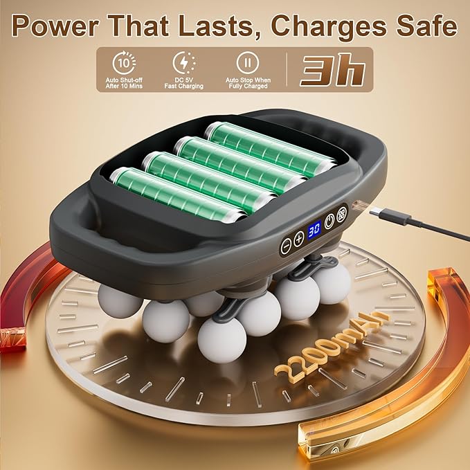 Vinid Cordless Neck and Back Massager with Heat 12 Professional Massage Heads 30 Adjustable Intensity Levels 3 Massage Modes for Deep Tissue Relief Includes Bonus 4 Heads &amp Shoulder Strap