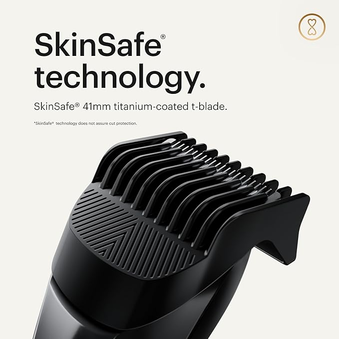MANSCAPED® The Beard Hedger® Men's Premium Beard Trimmer 20 Length Adjustable Blade Wheel Stainless Steel T-Blade for Precision Facial Hair Trimming Cordless Waterproof Wet/Dry Clipper