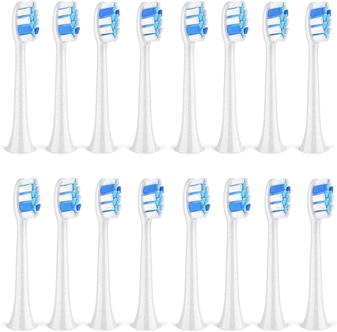 16PCS Electric Toothbrush HeadsCompatible for Fairywill P11 T9 P80(16White)