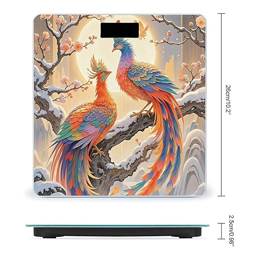 Two Phoenixes in Winter Scale for Body Weight Sturdy Tempered Glass Weighing Scales with LCD Display Accurate Digital Bathroom Scale Convenient Body Fat Smart Scales Easy Read